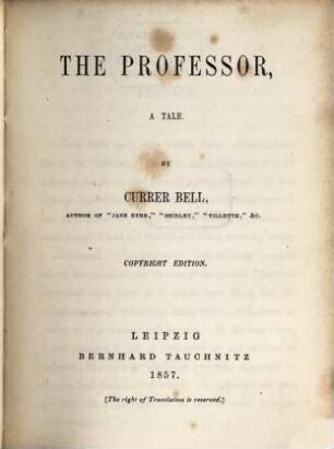 The professor : a tale