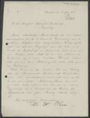 Brief von Hermann Ross an Regensburgische Botanische Gesellschaft