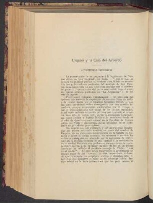 Urquiza y la casa del acuerdo : Advertencia preliminar