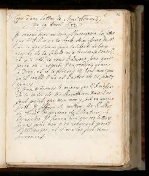 K. Lettre de Mr. Arnaud du 19. Avril 1683.