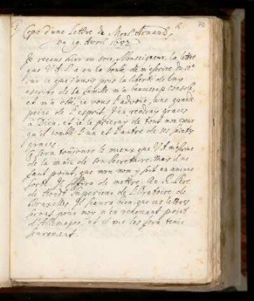 K. Lettre de Mr. Arnaud du 19. Avril 1683.