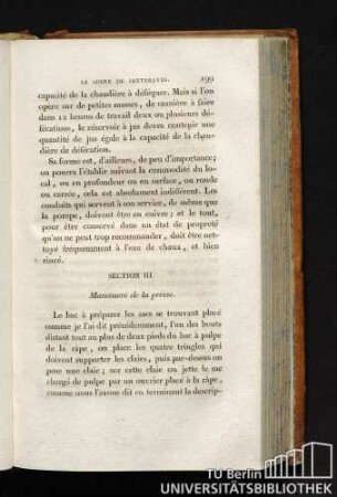 SECTION III. Manoeuvre de la presse.