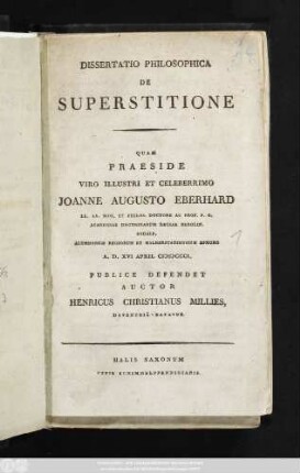 Dissertatio Philosophica De Superstitione