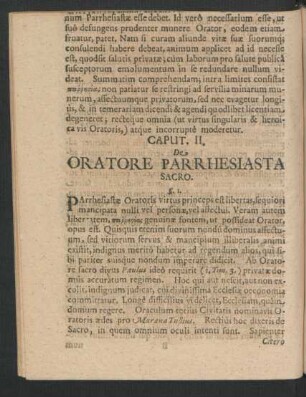 Caput II. De Oratore Parrhesiasta Sacro.