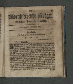 Nummer Zwee un Veertig. Mahndags den 18. October 1751
