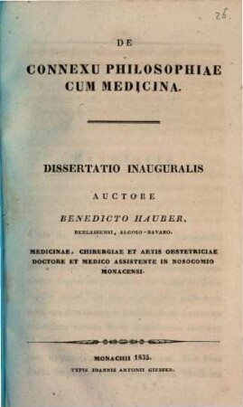 De connexu philosophiae cum medicina : dissertatio inauguralis
