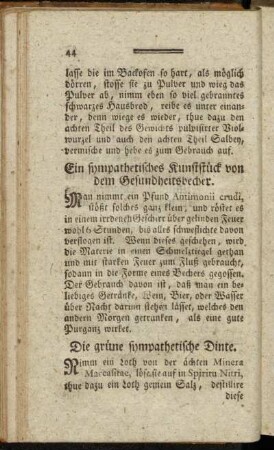 Die grüne sympathetische Dinte