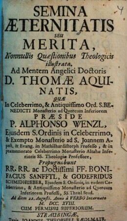 Semina Aeternitatis Seu Merita ...
