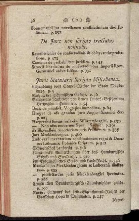 Juris Statutarii Scripta Miscellanea. - De Jure Saxonico Scripta miscellanea.