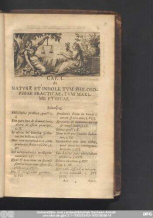 Cap. I. de Natura Et Indole Tum Philosophiae Practicae, Tum Maxime Ethicae.