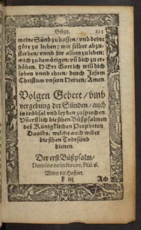 Volgen Gebett/ umb vergebung der Sünden ...
