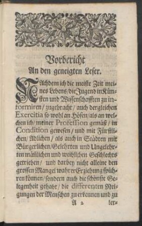 Vorbericht An den geneigten Leser