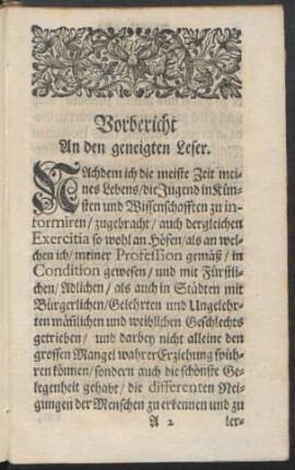 Vorbericht An den geneigten Leser