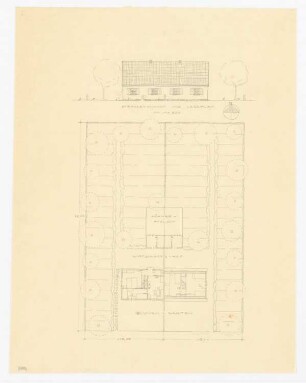 Eisenbahner-Siedlung: Wohnhaus Lageplan und Ansicht M 1:200