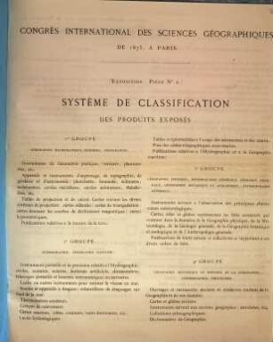Système de classification des produits exposés : exposition. Pièce No 2.