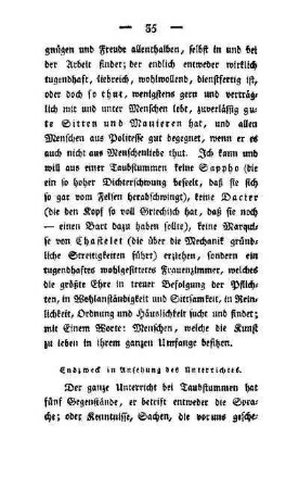 Endzweck in Ansehung des Unterrichtes