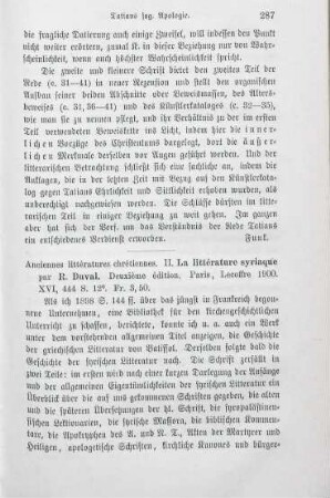 287-288 [Rezension] La littérature syriaque