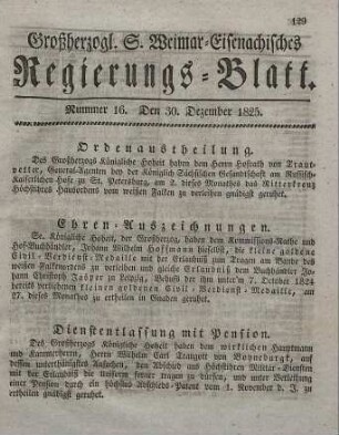Nr. 16 : 30. Dezember 1825