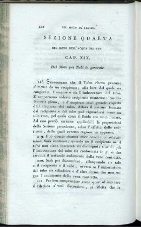 Sezione Quarta. Del Moto Dell' Acqua Pei Tubi.