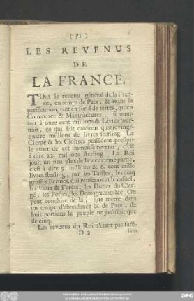 Les Revenus De La France.