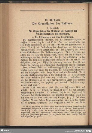 3. Abschnitt. Die Organisation der Reklame