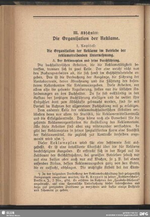 3. Abschnitt. Die Organisation der Reklame