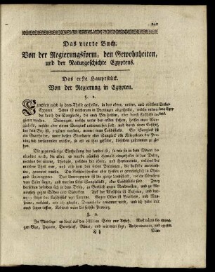 Das erste Hauptstück. Von der Regierung in Egypten