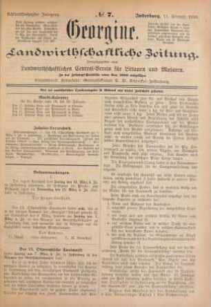 Achtundfünfzigster Jahrgang. No. 7. Insterburg, 13. Februar 1890.