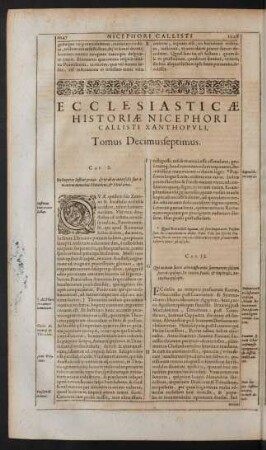 Ecclesiasticae Historiae ... Tomus Decimusseptimus.