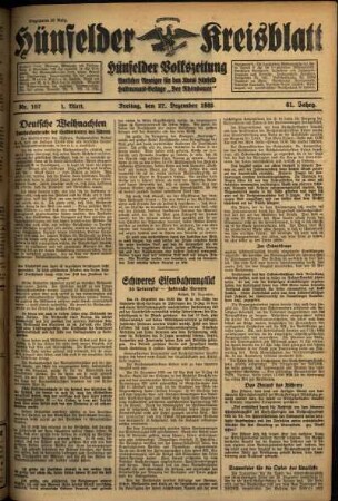 Erste Ausgabe vom Freitag, den 27. Dezember 1935.