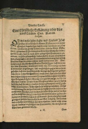 Das Erste Tractätlein. Von der Tauffe.