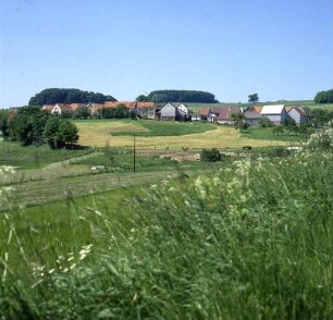 Knüllwald-Hergetsfeld (Schwalm-Eder-Kreis). Ortsansicht. Blick über Felder