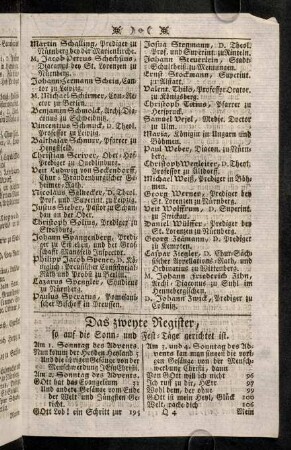Das zweyte Register, so auf die Sonn- und Fest-Taege ...