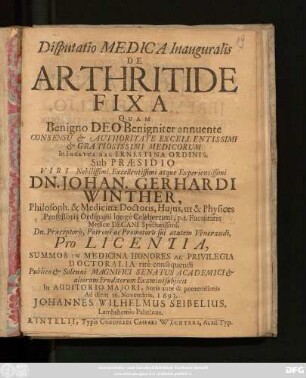 Disputatio Medica Inauguralis De Arthritide Fixa