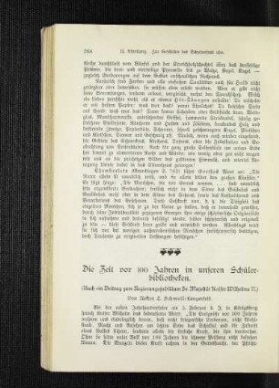 ¬Die¬ Zeit vor 100 Jahren in unseren Schülerbibliotheken : (auch ein Beitrag zum Regierungsjubiläum Sr. Majestät Kaiser Wilhelms II.)