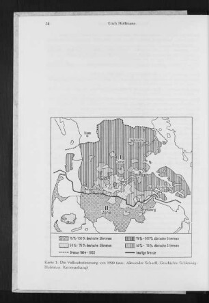 Karte 1: Die Volksabstimmung von 1920 (aus: Alexander Scharff, Geschichte Schleswig-Holsteins, Kartenanhang)