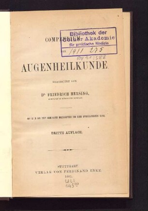 Compendium der Augenheilkunde