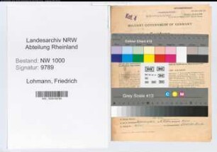 Entnazifizierung Friedrich Lohmann, geb. 14.04.1900 (Regierungsinspektor)