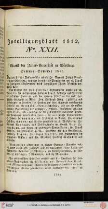 Intelligenzblatt Nro. XXII
