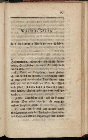 Siebenter Dialog. Die Justitiariussin und der Küster.