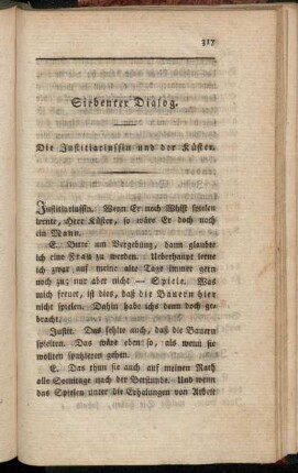 Siebenter Dialog. Die Justitiariussin und der Küster.