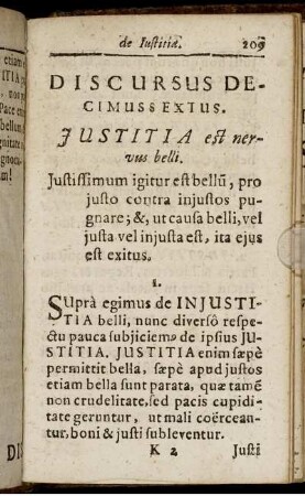 Discursus Decimus Sextus. Justitia est nervus belli.