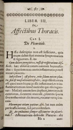 Liber III. De Affectibus Thoracis