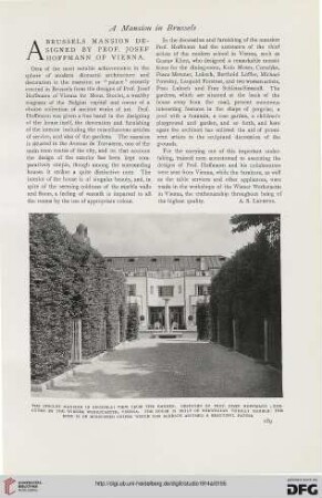 61: A Brussels mansion designed by Prof. Josef Hoffmann of Vienna