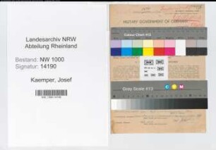 Entnazifizierung Josef Kaemper, geb. 18.12.1889 (Verw.Sekretaer)