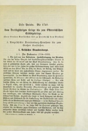 A. Vorgeschichte Brandenburg-Preußens bis zum Großen Kurfürsten
