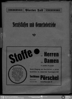Vierter Teil. Berufsklassen und Gewerbebetriebe