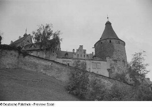 Ansicht des Schlosses zu Altenburg mit dem Bergfried "Flasche"