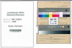 Entnazifizierung Hermann Kruse , geb. 05.09.1896 (Kaufmann)