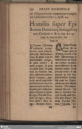 Homilia super Epistolam Dominicae Sexagesimae